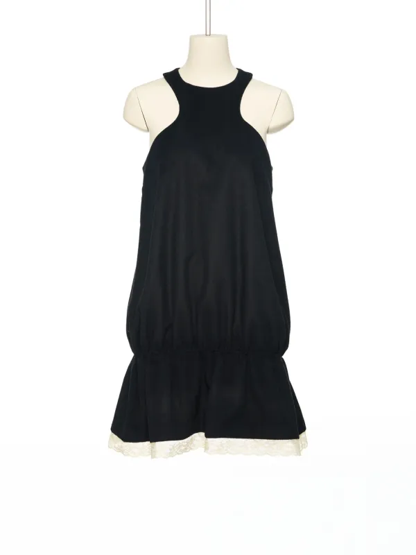 FW25 UNDERLINE BLACK HALTER NECK DRESS