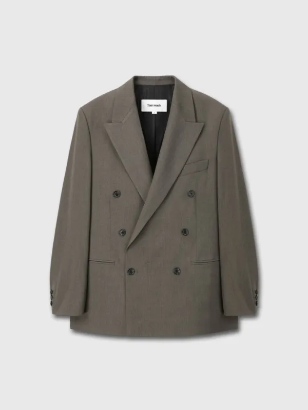 (W) MELANGE WOOL DOUBLE-BREASTED TAILORED JACKET_ HAZELNUT
