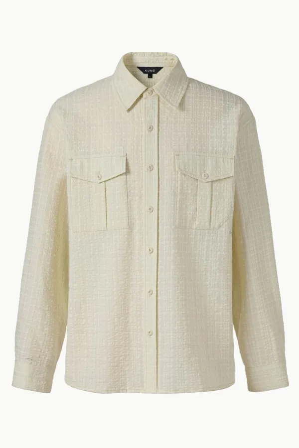 Men\'s Front Pocket Checkered Shirt, Ivory