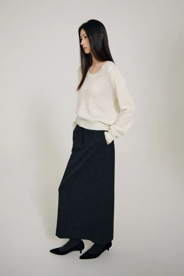 Pelin Kid Mohair U Neck Knit (Ivory)