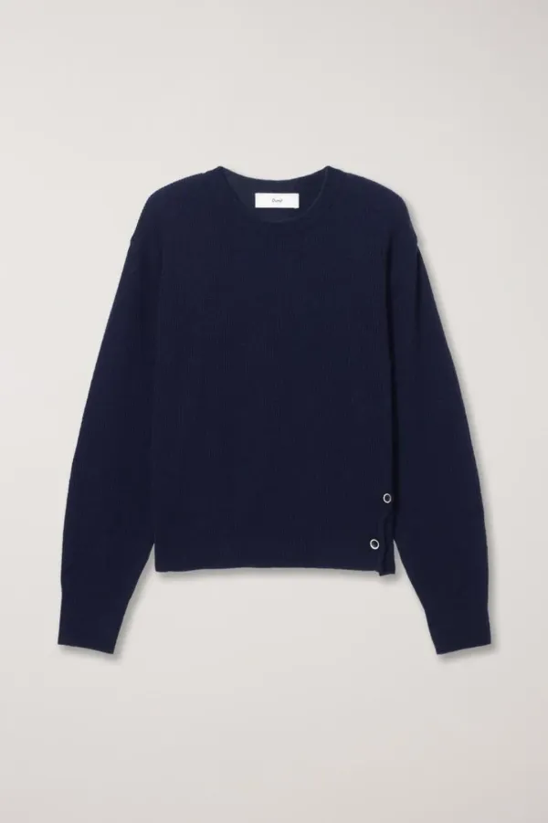 UNISEX BUTTONED CREWNECK SWEATER NAVY