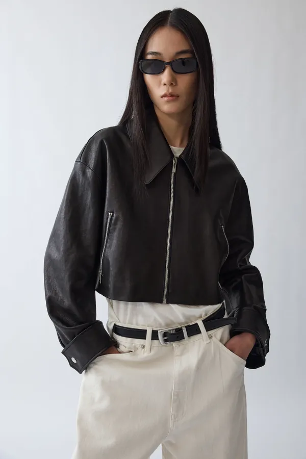 Restan lamb leather wide collar JK