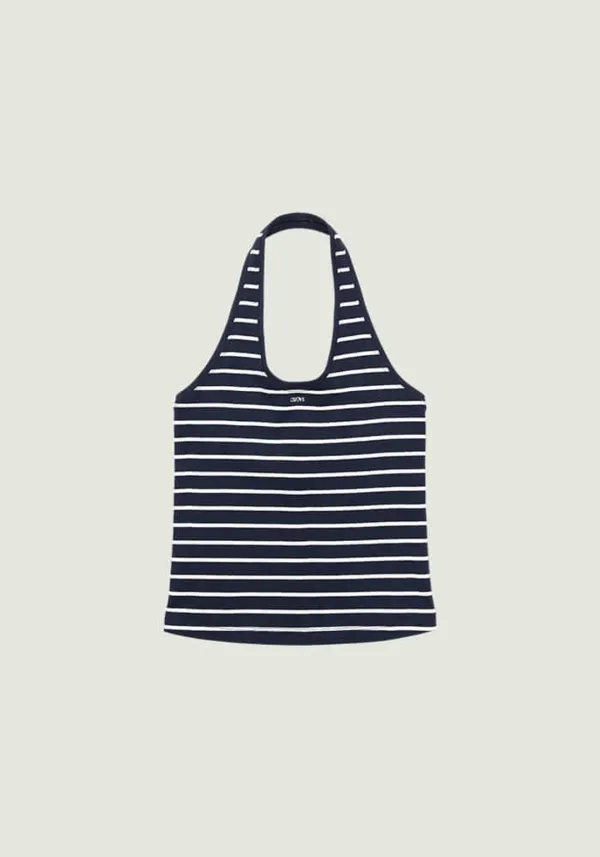 SERA STRIPE HALTER TOP