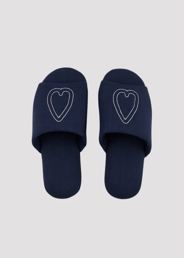 ROOM SHOES HEART NAVY
