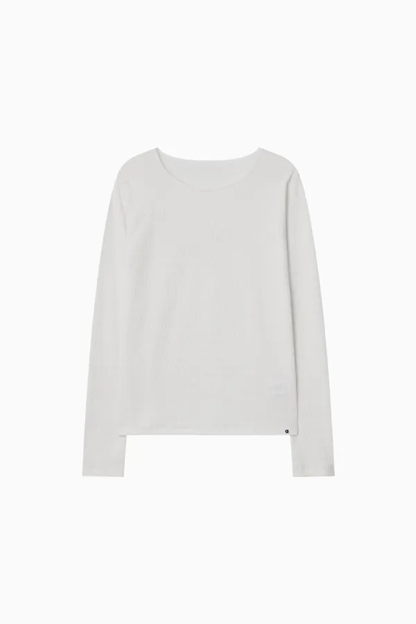 STRIPE PLEATED LONG SLEEVE, WHITE