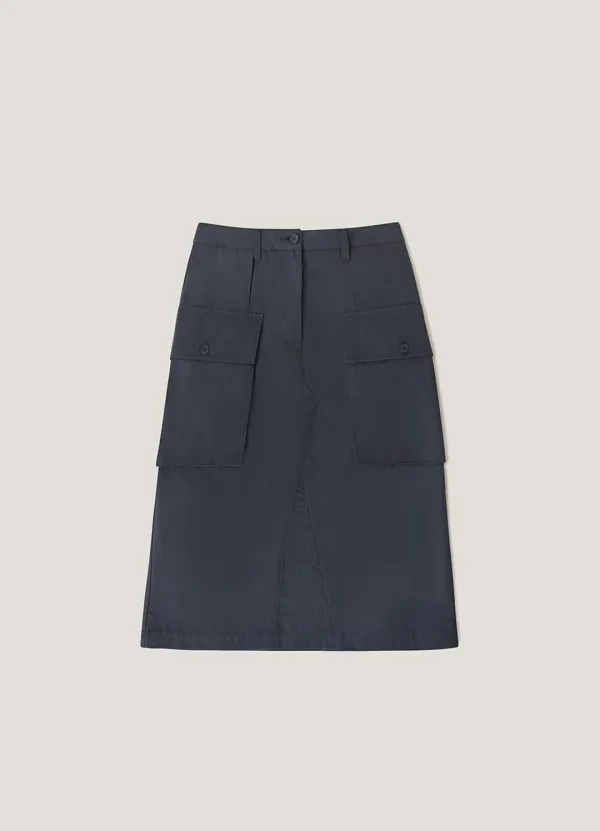 French Cotton Chino Skirt - Navy