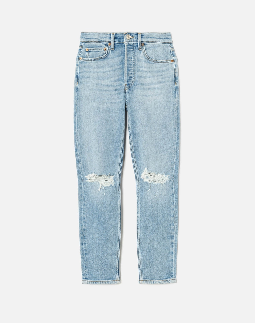 리던 Comfort Stretch High Rise Ankle Crop - Destroy Sanded Blue 상품 이미지 1
