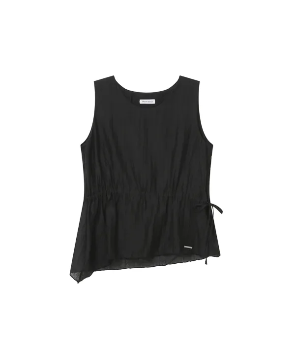 Sheer layered sleeveless vest BLACK
