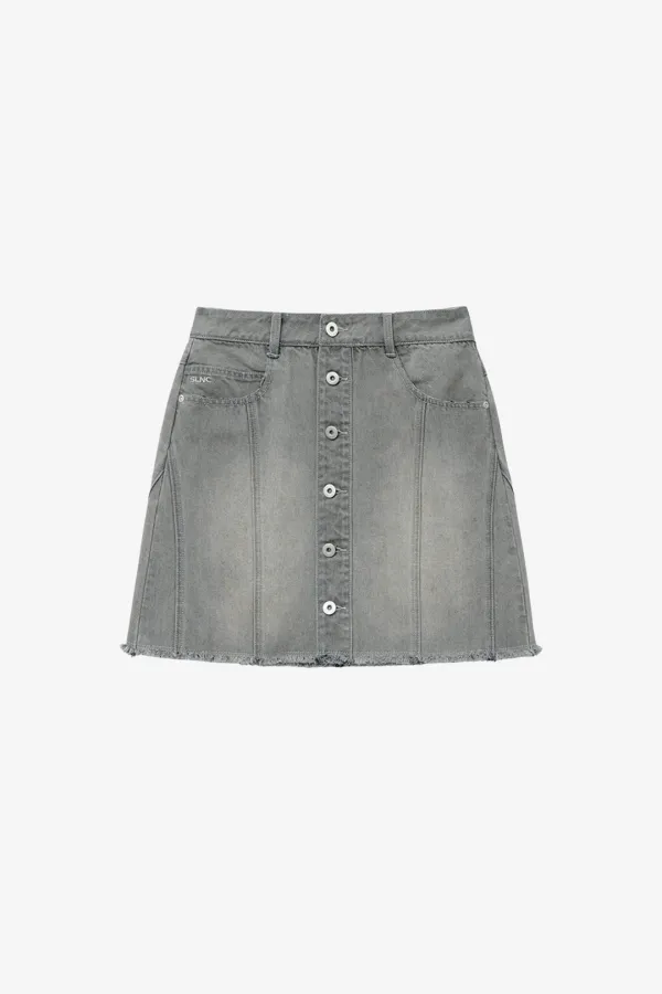 디바이드 데님 스커트 ASH GREY