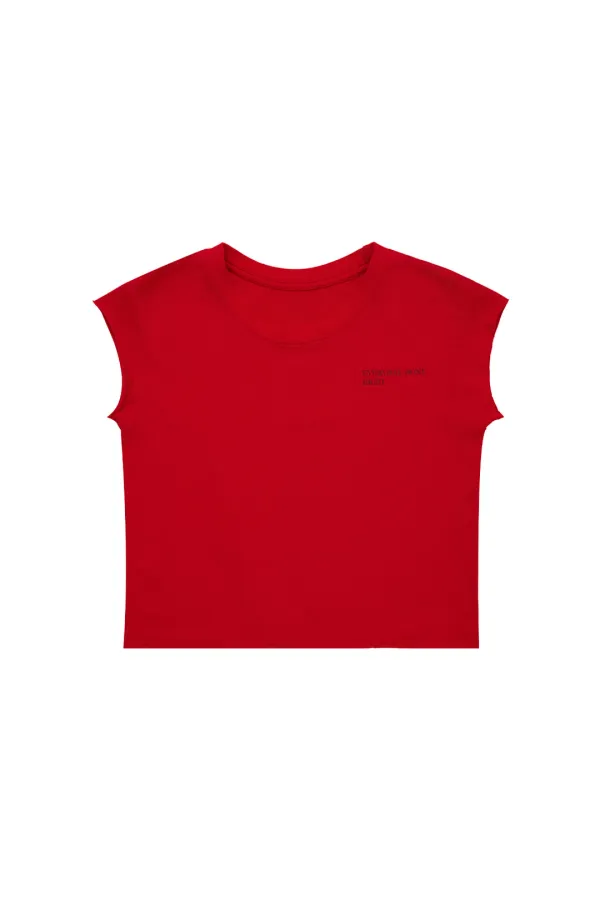 Y. CAP SLEEVE T-SHIRT RED