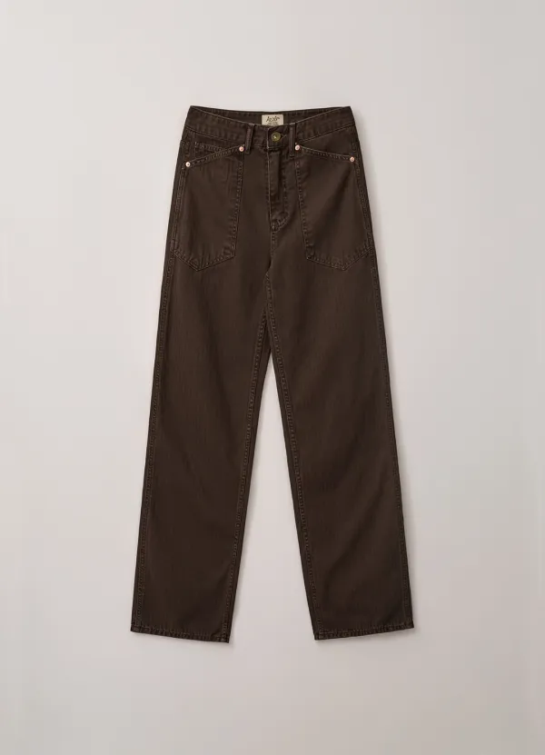 3rd / Herringbone Garment Dyed Fatigue Pants (Brown)