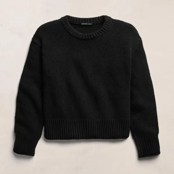 Textured Linen Cotton Sweater - Black