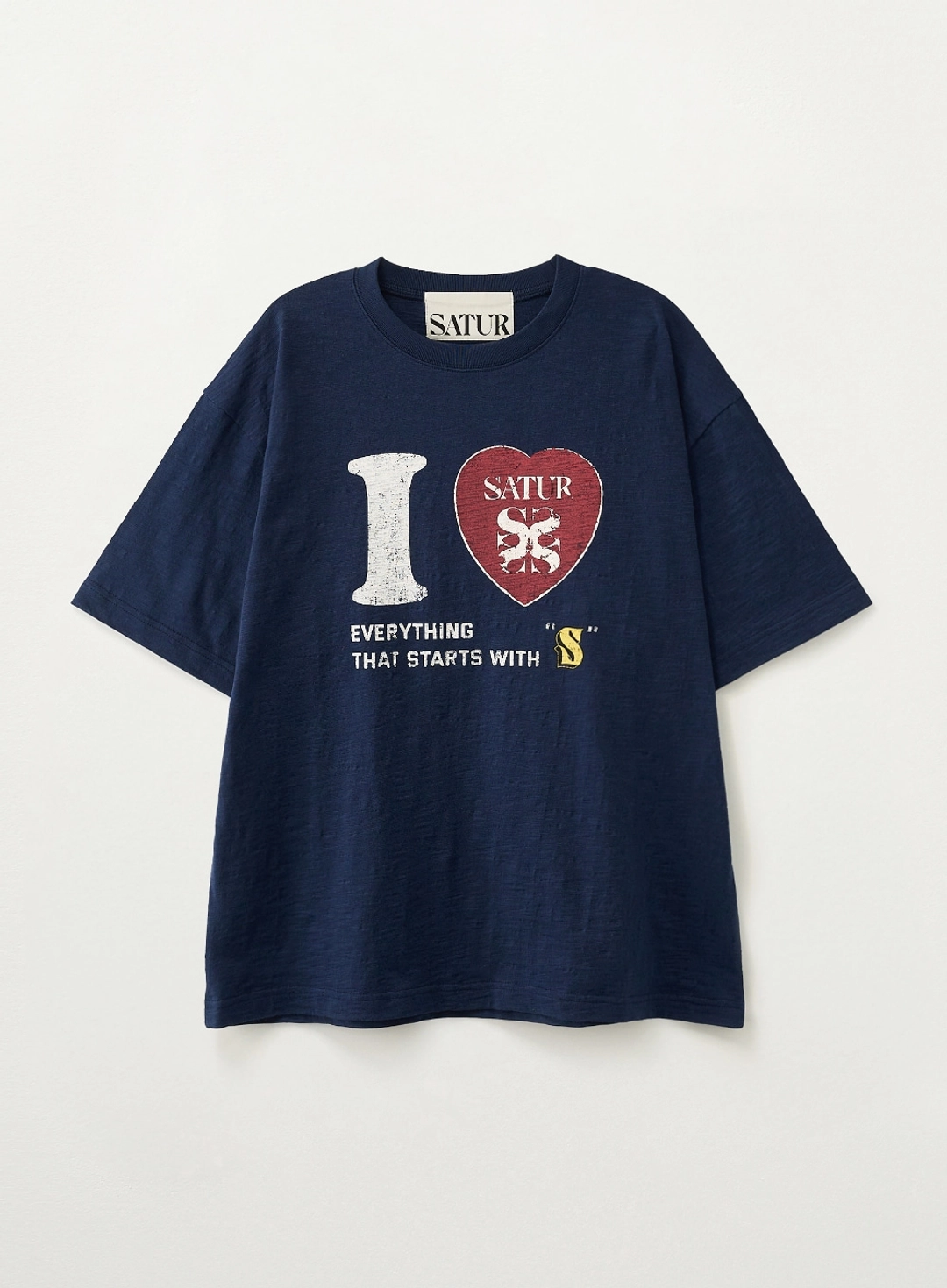 세터 I LOVE Slub T-Shirt - Navy 상품 이미지 1
