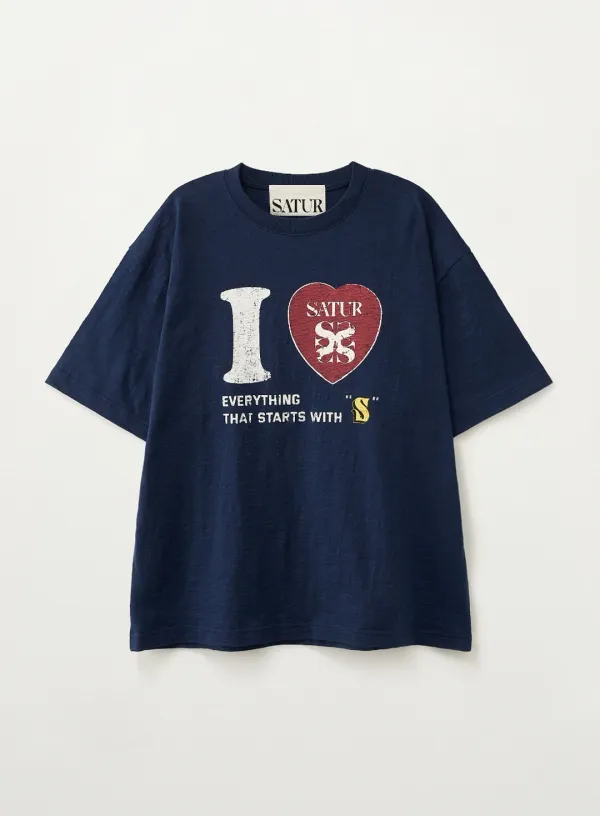 I LOVE Slub T-Shirt - Navy