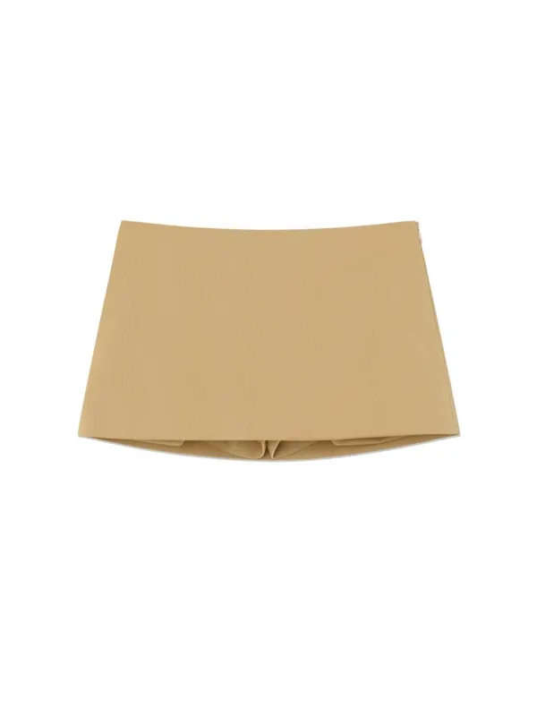 MATTE CRACK MINI SKIRT (BEIGE)