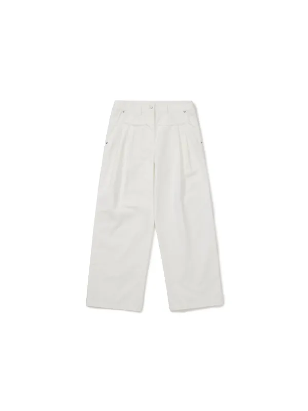 FRAYED LINE DETAIL PANTS (WHITE)