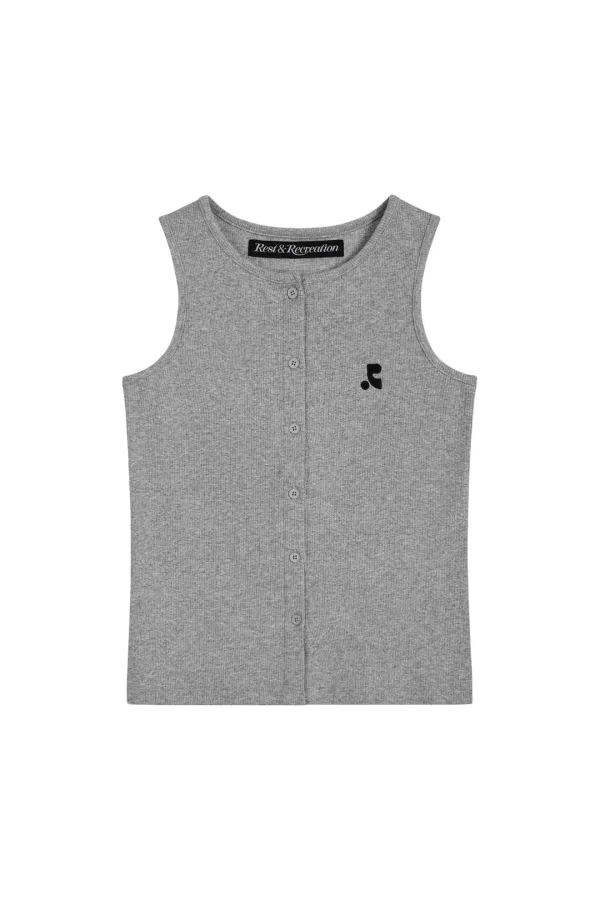 SLEEVELESS CARDIGAN - GREY