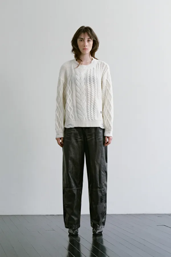 Multi-Texture Knit Pullover [ Ivory ]