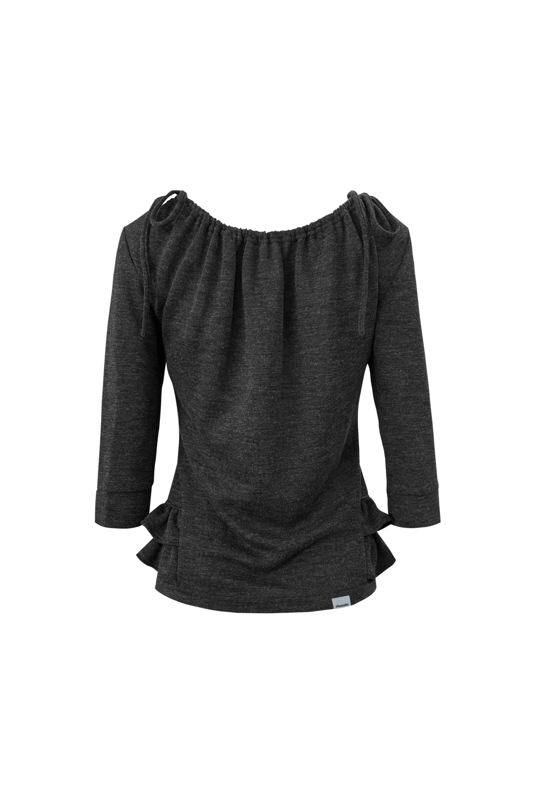 체메씨 SHIRRED MID-SLEEVE FRILL TOP (CHARCOAL) 상품 이미지 3