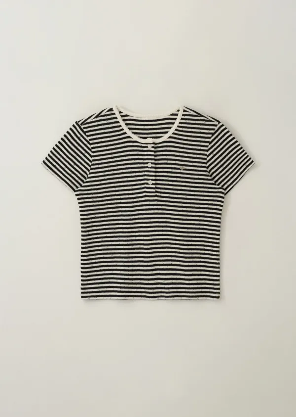 DAISY BUTTON T-SHIRT (black stripe)
