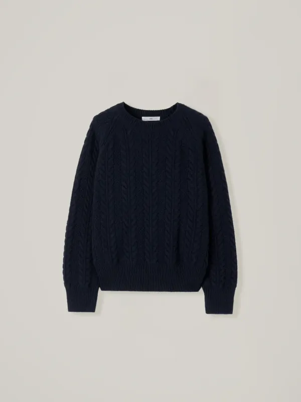 Carrie cashmere cable knit - Navy