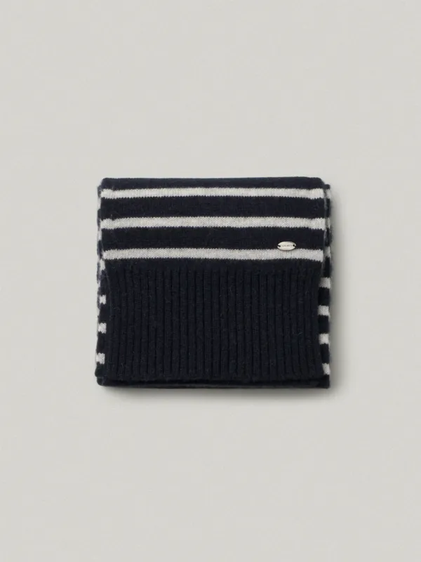 Hiver Stripe Muffler - Navy히버 스트라이프 머플러