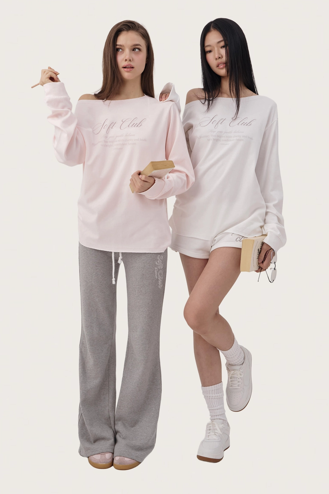 클리시어 Soft Club one-shoulder sweatshirt Set 상품 이미지 1