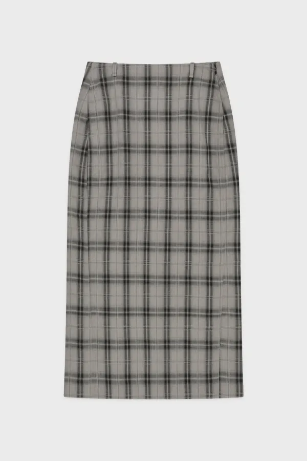Check H-Line Skirt (Light Grey)
