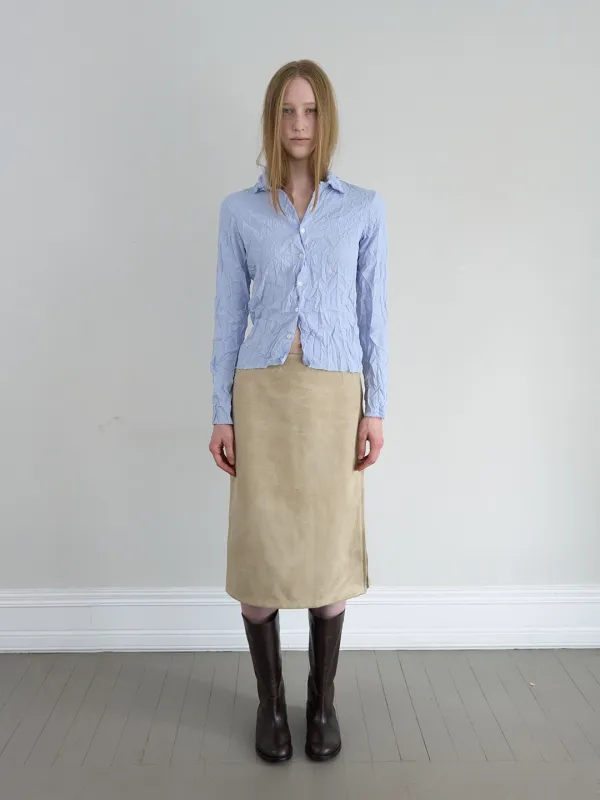 TWIST BUTTON WRINKLED SHIRT IN BLUE