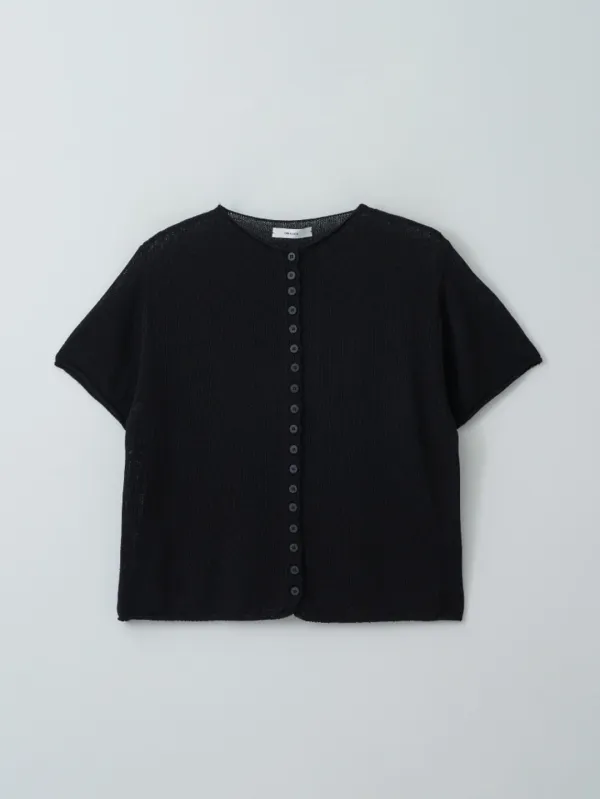 4th /Natural Fold Button Cardigan (black)