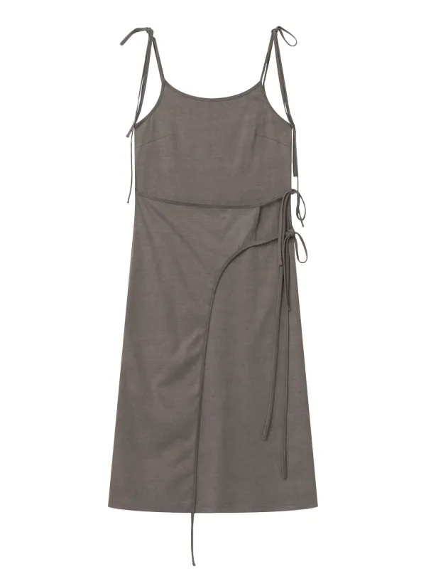 2 WAY LAYERED WRAP DRESS, WASHED BROWN