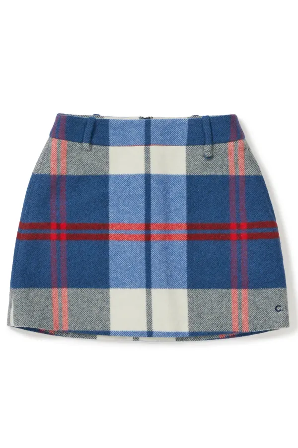 [24FW clove] Wool Check Skirt (Blue)