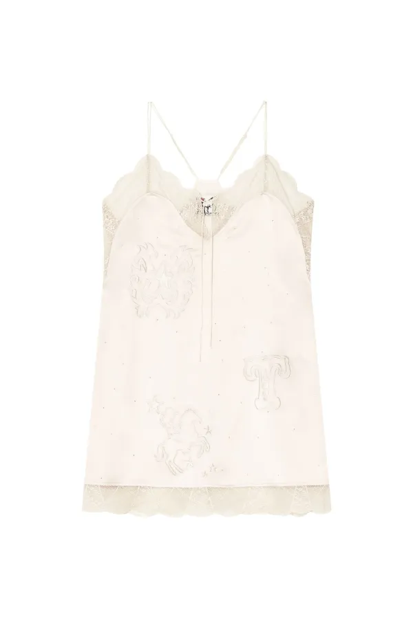 HOTFIX MINI SLIP DRESS (BEIGE)