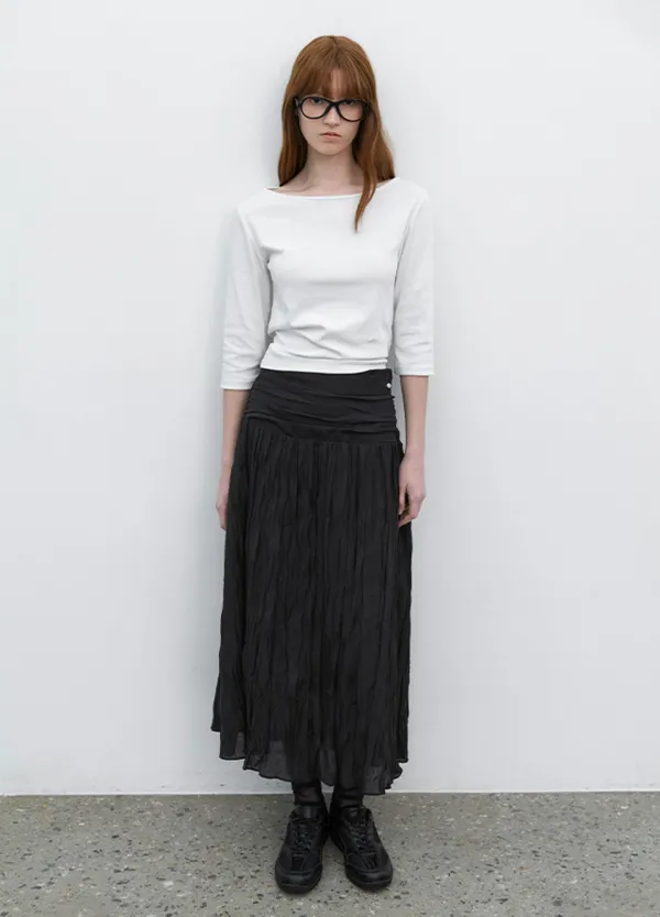 (SK-5077)WRINKLE SHIRRING LONG SKIRT