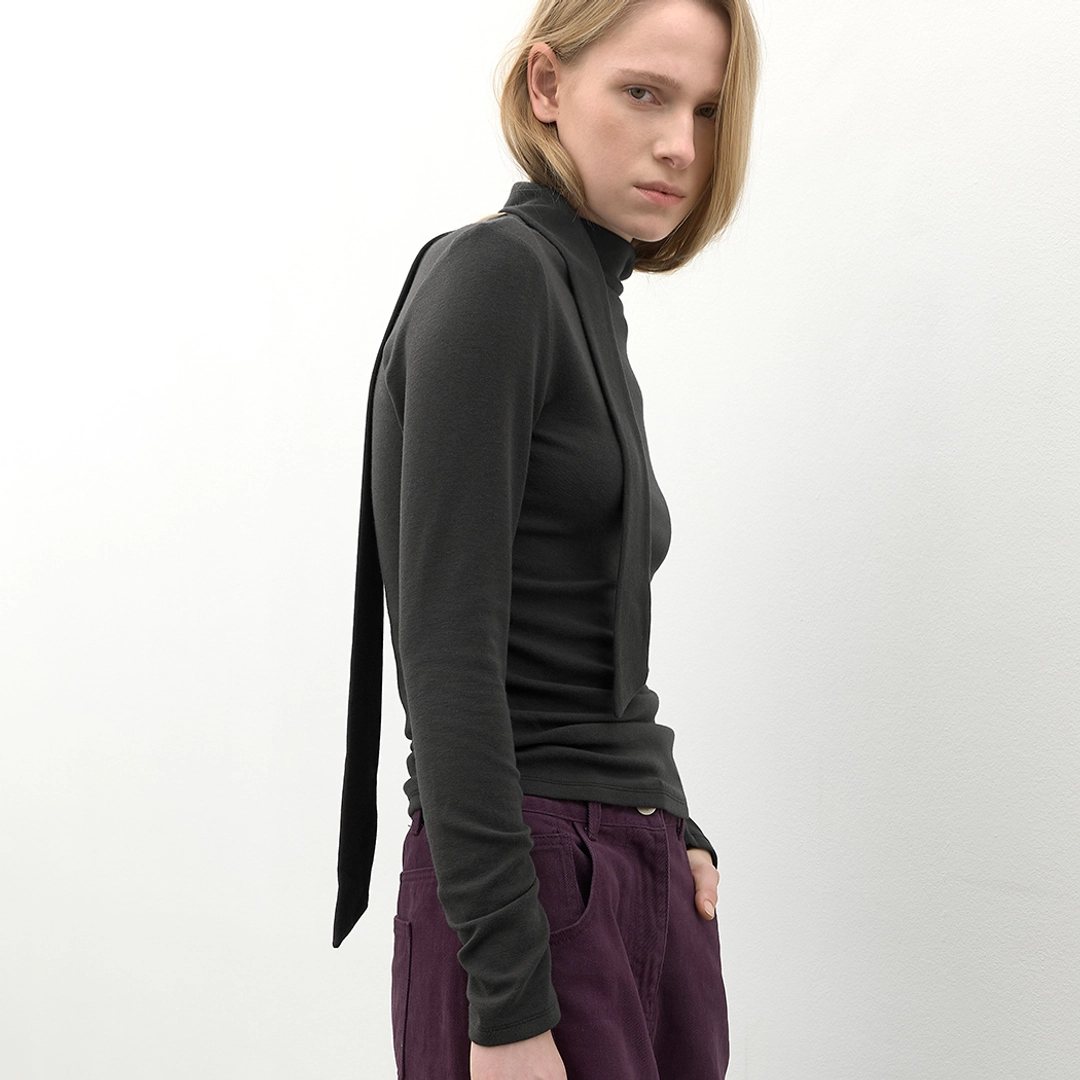 아뜰리에 나인 (T-7334)HIGH NECKED SHIRRING JERSEY TOP 상품 이미지 2