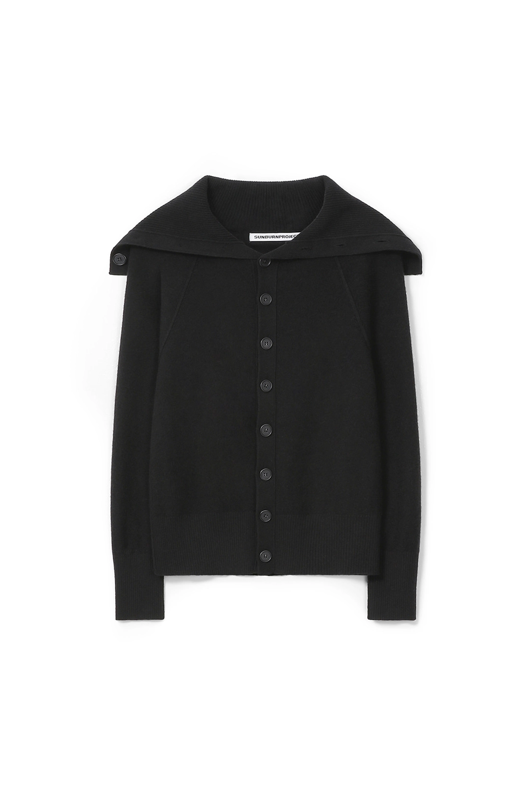 썬번프로젝트 WIDE COLLAR CARDIGAN, BLACK 상품 이미지 1