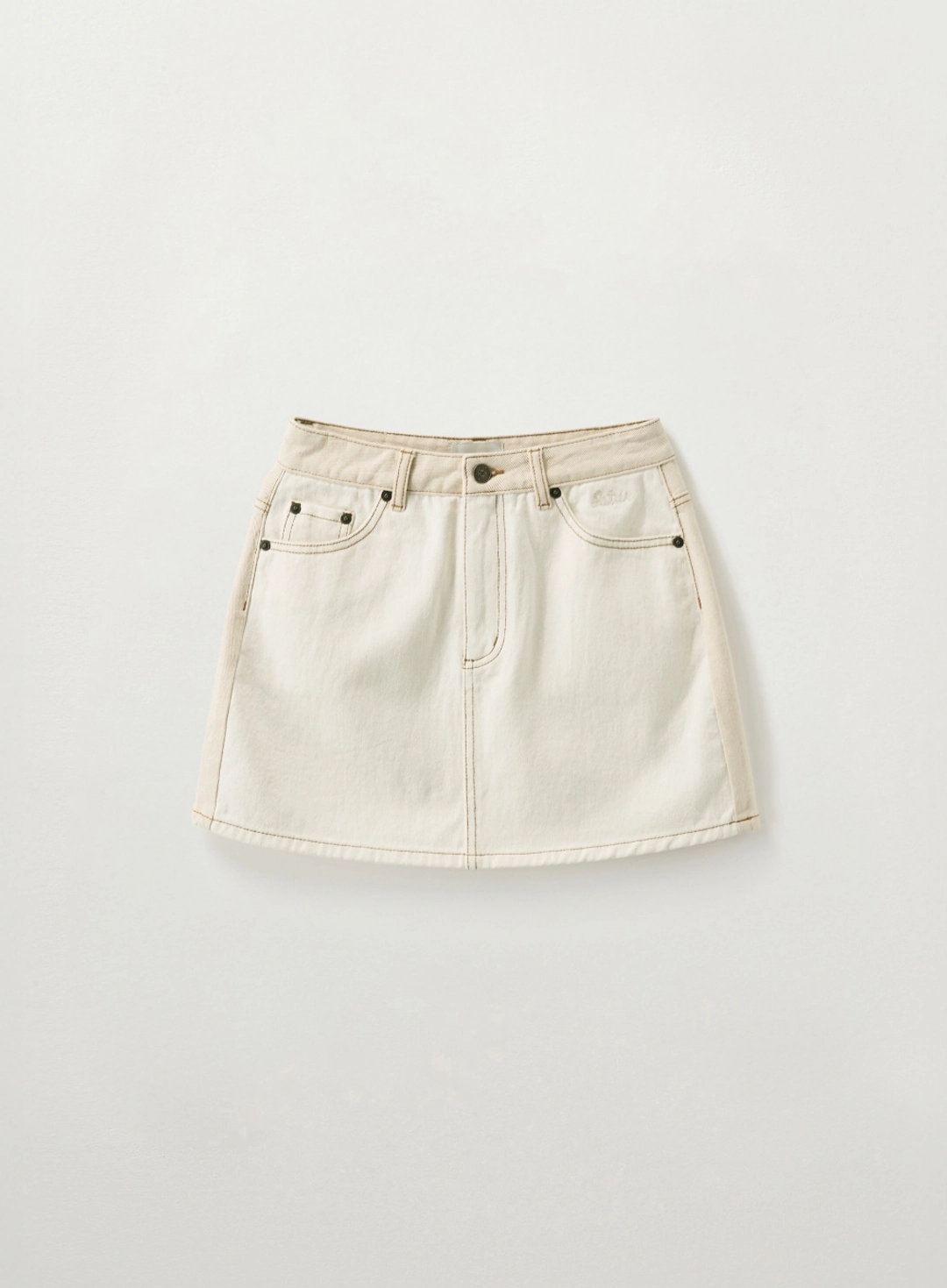 세터 (W) Contrast Denim Mini Skirt - Ecru 상품 이미지 1