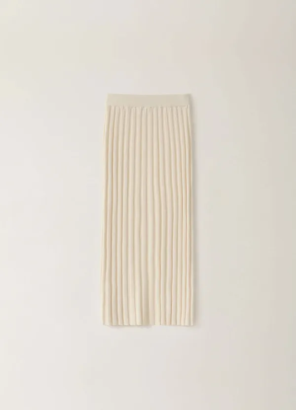 Ribbed Slim Maxi Skirt - Ivory