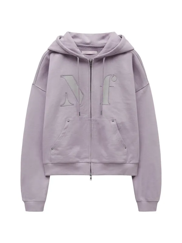 LOGO APPLIQUE HOODIE ZIP-UP (VIOLET)