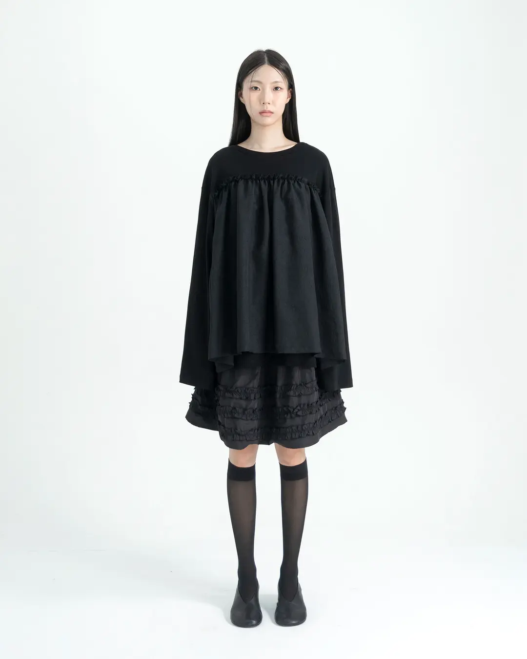유노이아 organza frill layer t shirt 상품 이미지 2