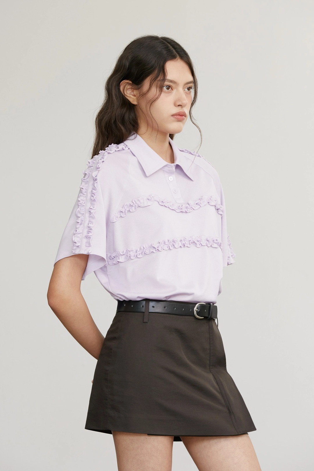애프터아워즈 RUFFLE PIQUE SHIRT (LAVENDER) 상품 이미지 1