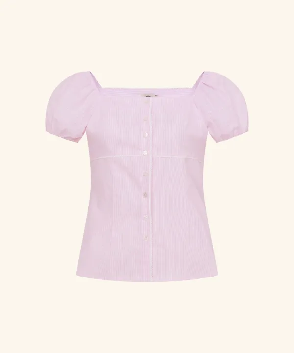 Rosie Lace Puff Blouse ( Pink )