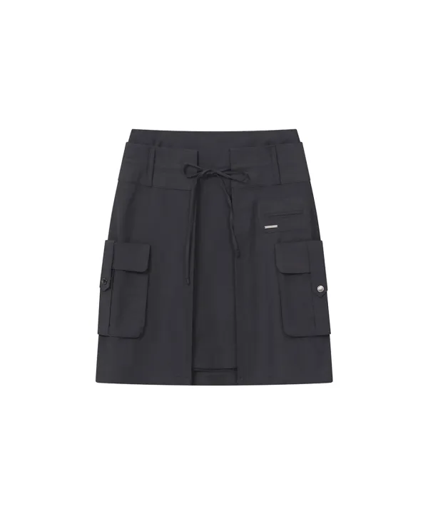 Layered pocket cargo skirt CHARCOAL
