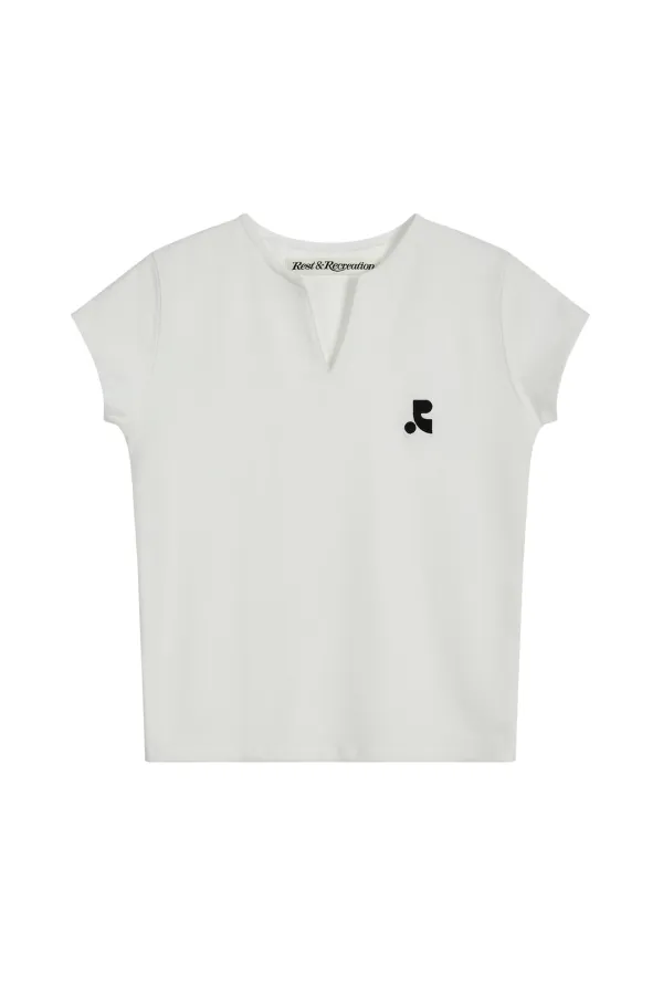 SLIT NECK T-SHIRT - WHITE