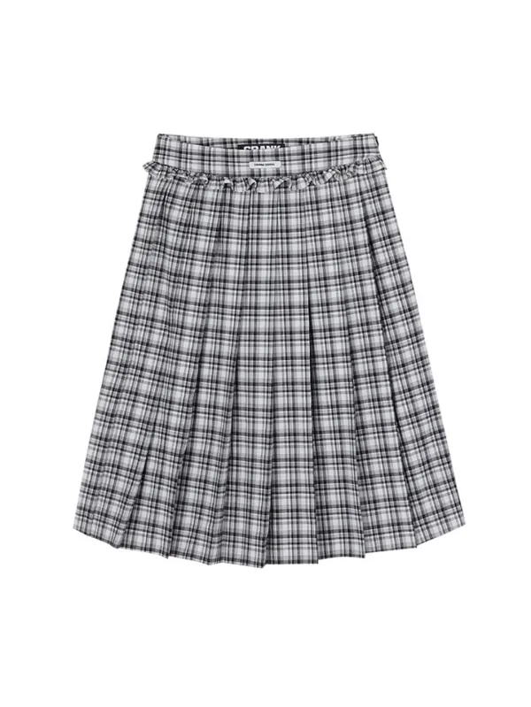 [Last one] CHECK FRILL MIDI SKIRT_WHITE
