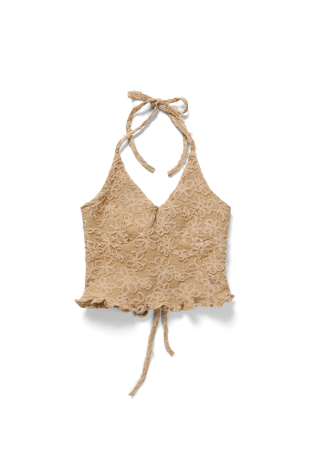 위드아웃썸머 Flower pattern halter top_beige 상품 이미지 1