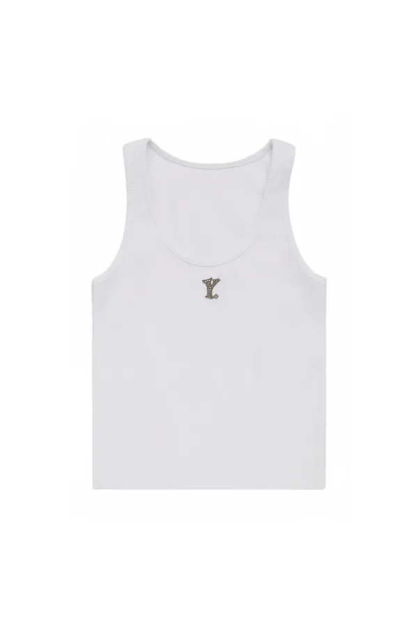 Y. RIBBED SLEEVELESS TOP WHITE