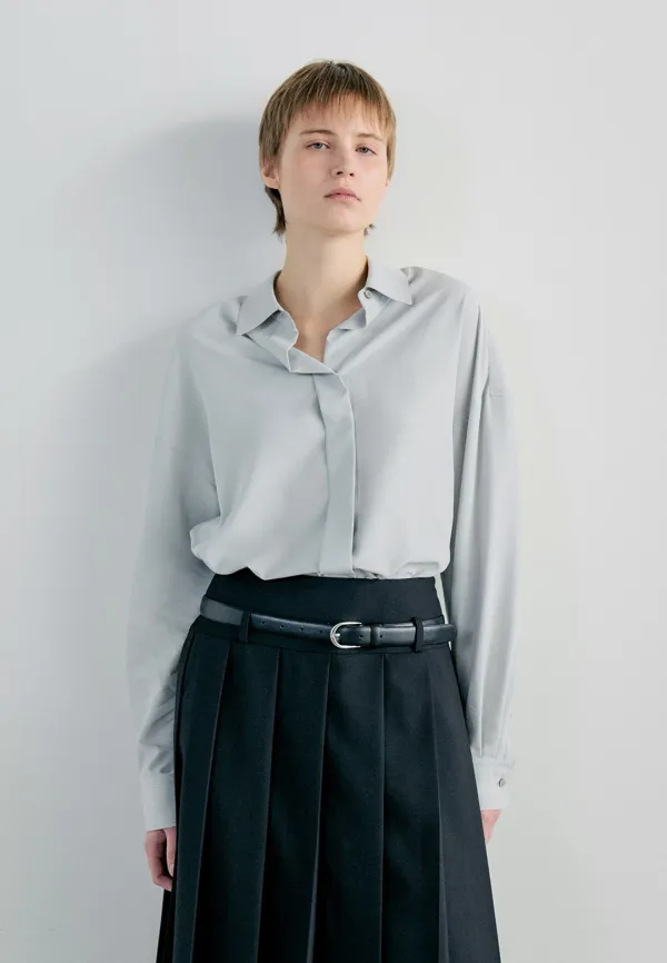 HIDDEN BUTTON TENCEL SHIRT - MINT