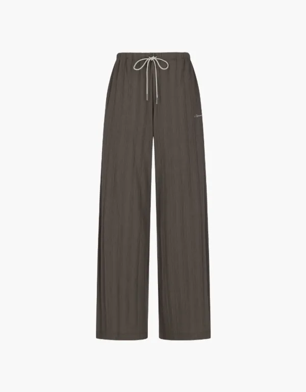 eyelet banding pants - brown