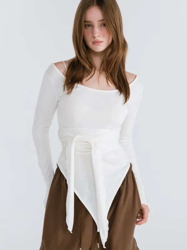 STRAP LAYERED T-SHIRT / WHITE
